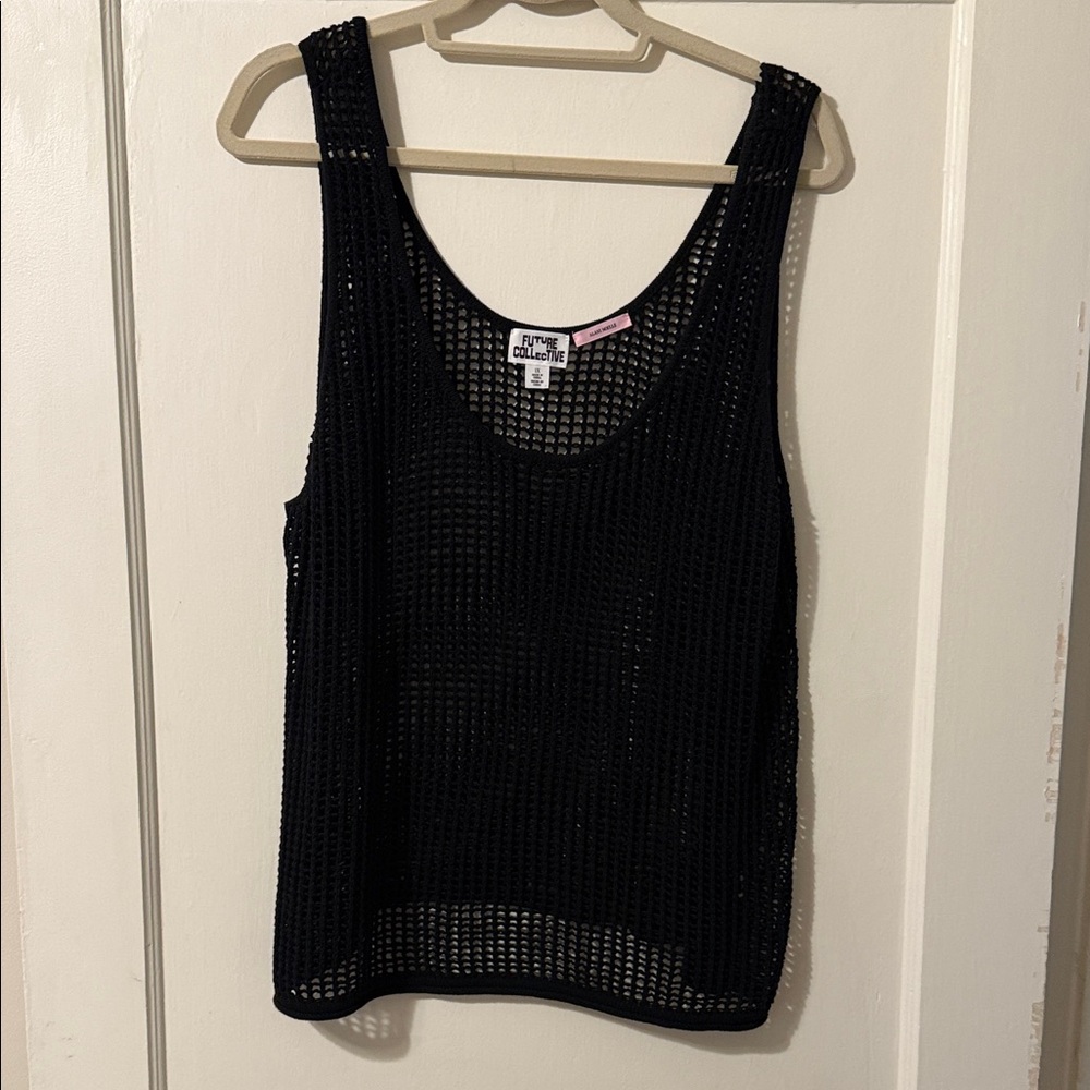 Future Collective Black Open-Knit Tank Top
